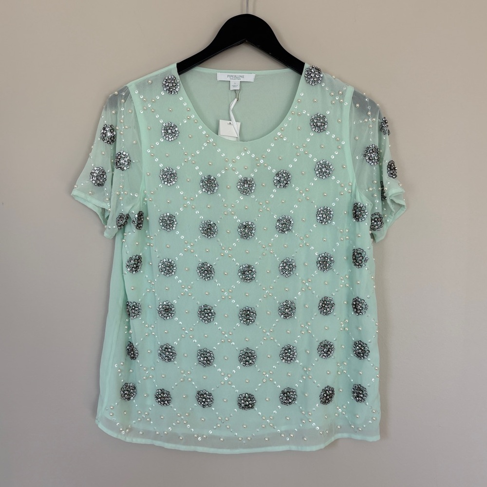 Piperlime | Chiffon Beaded Top